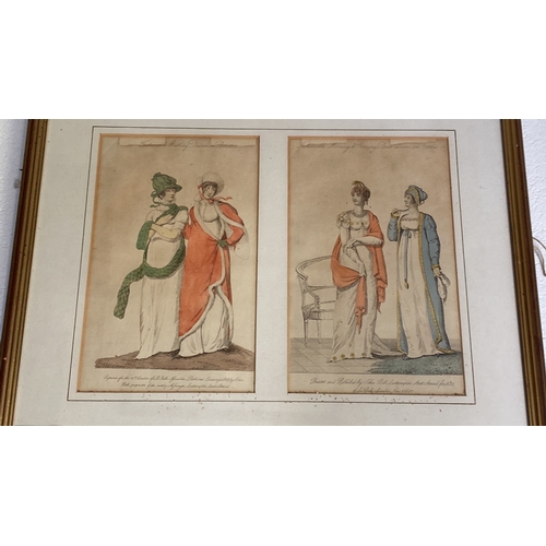 438 - A pair of genuine early fashion plates with original hand colourings circa 1807. Approx 35 cm x 41 c... 