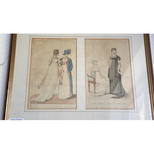 438 - A pair of genuine early fashion plates with original hand colourings circa 1807. Approx 35 cm x 41 c... 