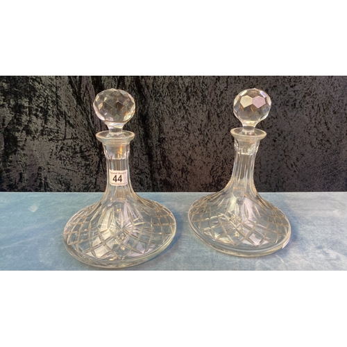 44 - Two cut glass ship's decanters