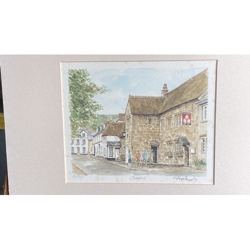 480 - A beautiful mounted limited edition print of the Three Crowns Hotel in Chagford (excellent cocktails... 