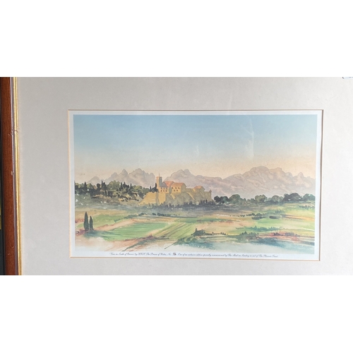 483 - A lovely watercolour print entitled ‘View of South of France’ by HRH The Prince of Wales, one of an ... 