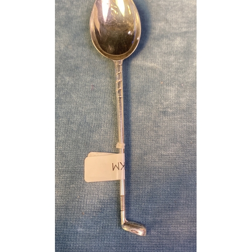 620 - Silver teaspoon with golf club handle, Sheffield 1950, 20g