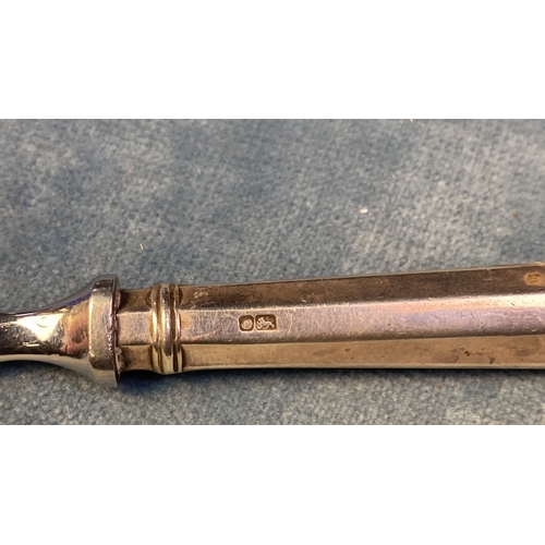 627 - Silver handled letter opener, Sheffield 1982, along with a pair 900 silver tipped chopsticks