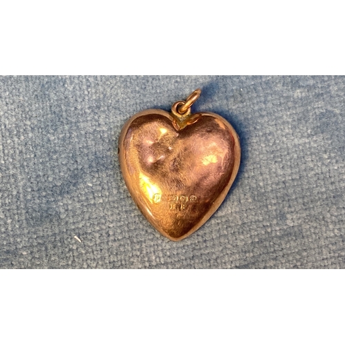 641 - 9ct gold heart shaped locket a/f,  3.4g