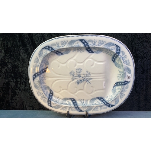 79 - A beautiful blue and white platter with delightful ribboned detail