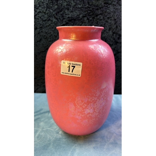 17 - Poole pottery pink lustre vase, 26cm tall