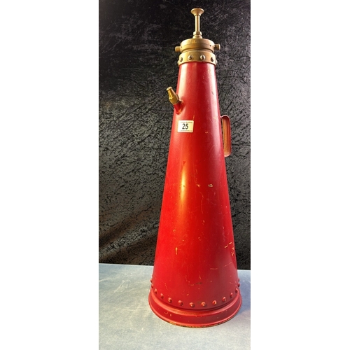 25 - Vintage cone shaped fire extinguisher, 69cm tall