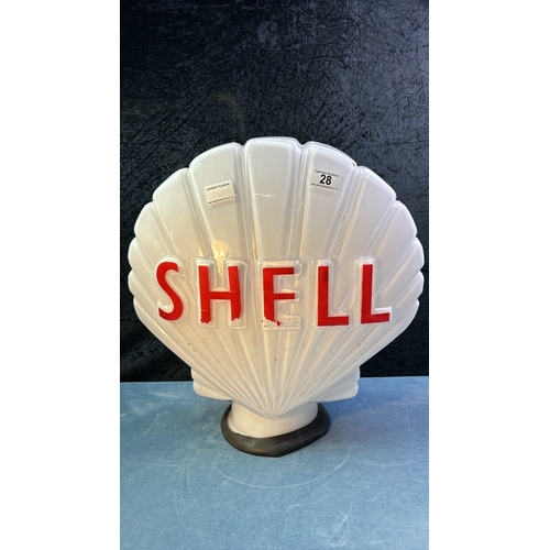 28 - Shell glass petrol pump globe, approx. 44cm x 44cm