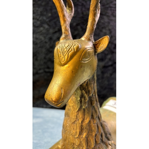 34 - Large brass deer, likes carrots, approx. 30cm x 40cm