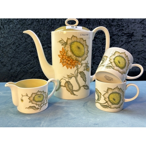 53 - Wedgwood Susie Cooper sunflower design coffee set incl. two coffee pots, six cups and saucers, two s... 