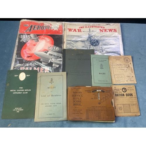 62a - Parker Hale Service Rifle Record Book with entries dated 1950-51, ration books dated 1939 and 1953/4... 