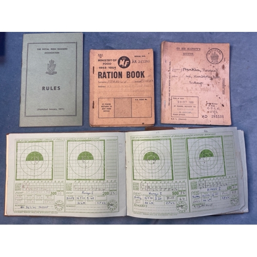 62a - Parker Hale Service Rifle Record Book with entries dated 1950-51, ration books dated 1939 and 1953/4... 