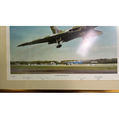 63 - Framed Limited edition print entitled ‘Cleared for Take-Off) of a Vulcan Bomber signed by the artist... 