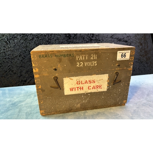 66 - Military painted wooden box, possibly WWII era, measures 19cm x 28cm x 28cm