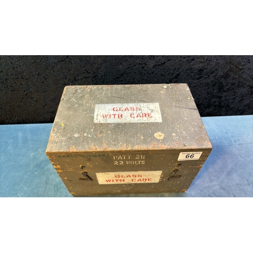 66 - Military painted wooden box, possibly WWII era, measures 19cm x 28cm x 28cm