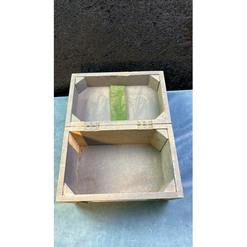 66 - Military painted wooden box, possibly WWII era, measures 19cm x 28cm x 28cm