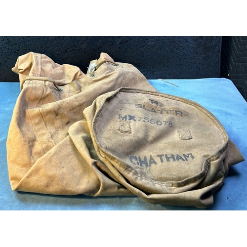 86 - Military kit bag marked R. Slater MXZ55079 CHATHAM