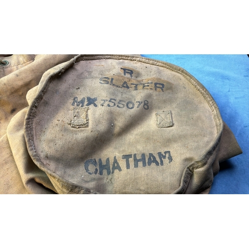 86 - Military kit bag marked R. Slater MXZ55079 CHATHAM