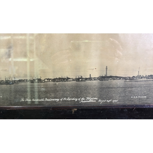 88 - Panoramic framed photograph of USS Florida, Ville D’YS, USS Mason and HMS Constance commemorating ‘T... 