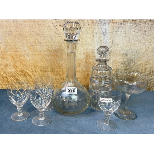 298 - Stuart Crystal glasses with glass decanters etc