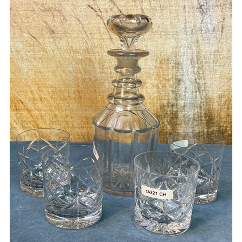 299 - Two Edinburgh Crystal and two Tudor Crystal glasses with glass stoppered decanter