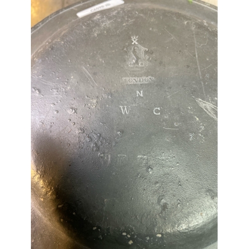 55 - Collection of seven pewter plates / dishes, consisting of - 43 cm dia (no marks, a/f), 46 cm dia (no... 