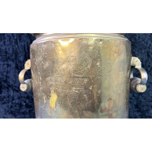 14 - Large, old brass Russian samovar from Tula, H44cm a/f