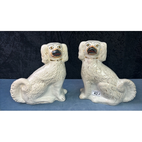 43 - A pair of Staffordshire Spaniels H25cm