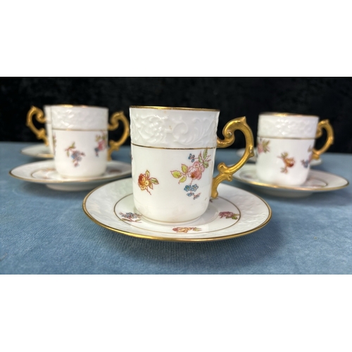 107 - Beautiful decorative J Pouyat Limoges La Camarique coffee set (12 pieces)