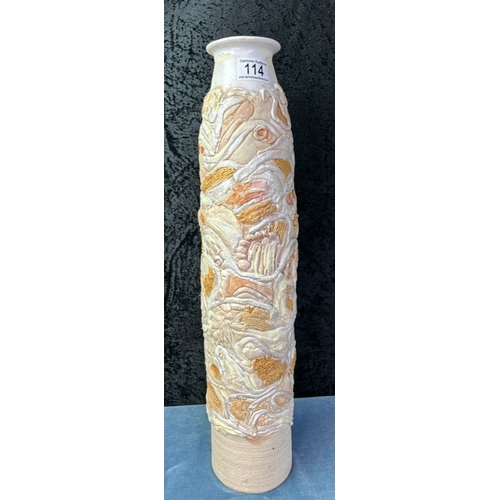 114 - Studio pottery, very unusual decorative abstract  pottery vase (unmarked) H55cm