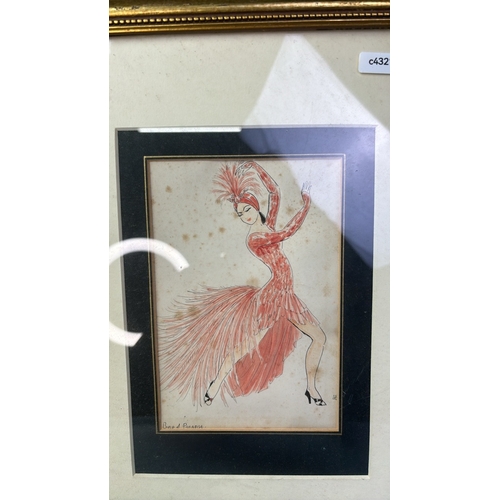 31 - Framed pen and ink picture of a flamenco dancer entitled ‘Bird of Paradise’ by illustrator and desig... 