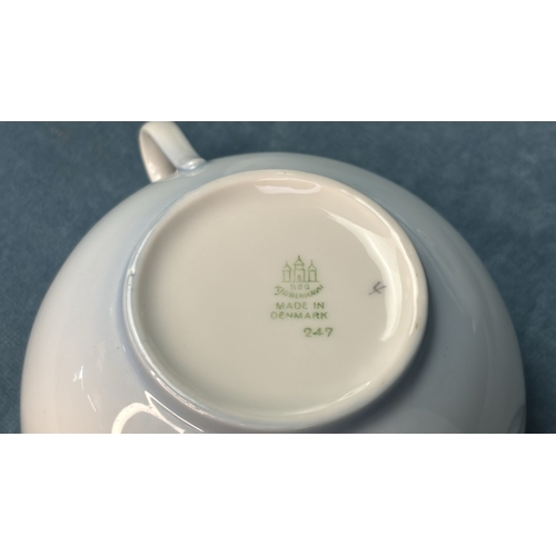 45 - Danish Bing and Grondahl Falling Leaves dinner service with charger, plates, serving dishes, tea cup... 