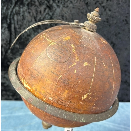 50 - Early 20th Century Empire Globe Clock with brass base (no key, a/f), approx 30cm tall