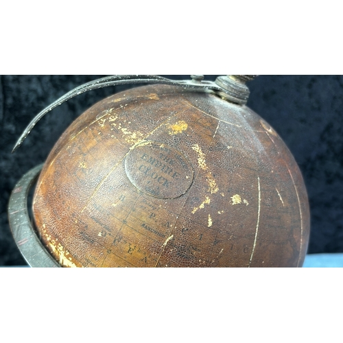 50 - Early 20th Century Empire Globe Clock with brass base (no key, a/f), approx 30cm tall