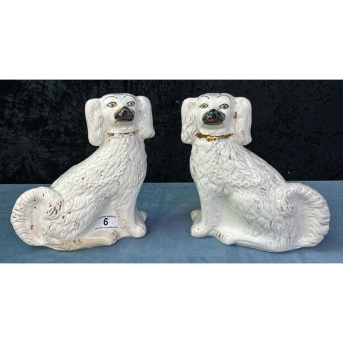 6 - Pair of Staffordshire mantle dogs, approx 22cm tall