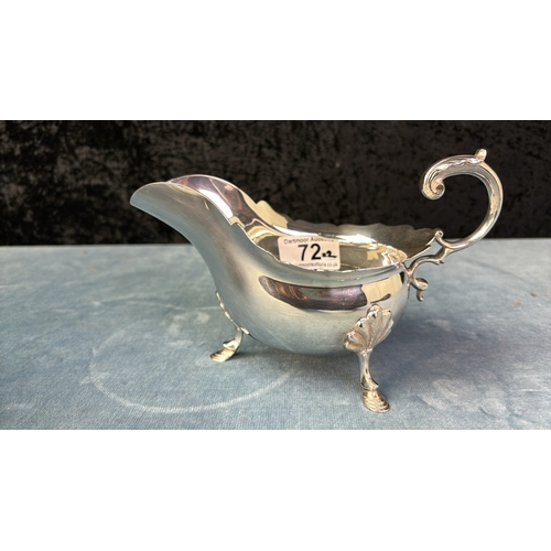 72 - Two silver plated sauce / gravy boats, one by Walker and Hall