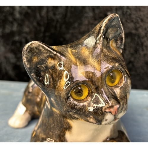 8 - Winstanley pottery cat, approx 32cm nose to tail