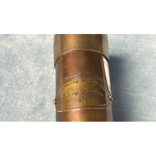 93 - Ottway and Co 3 draw brass telescope dated 1915 (extends to 16 inches)