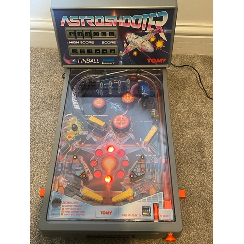 239 - Boxed Tomy Astro Shooter toy pinball machine with mains power supply, tested and in working order, c... 