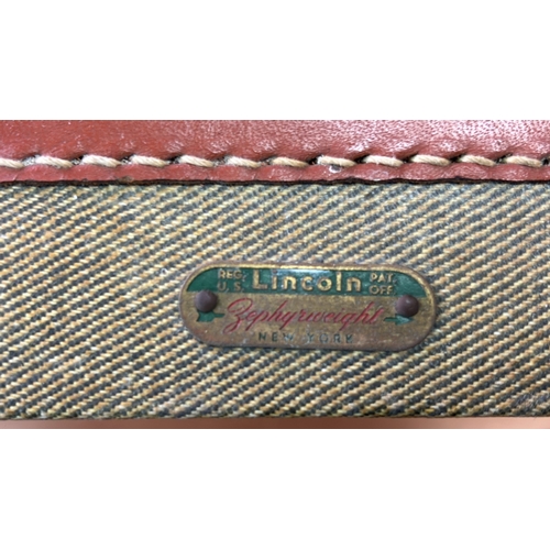 24 - Lincoln Zepherweight vintage 1950s suitcase with leather trim, in very good condition, with key, app... 