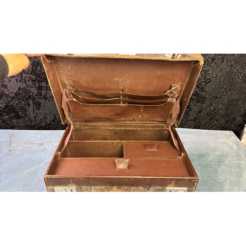 26 - Vintage leather doctors case, approx 15.5cm x 40cm x 26.5cm