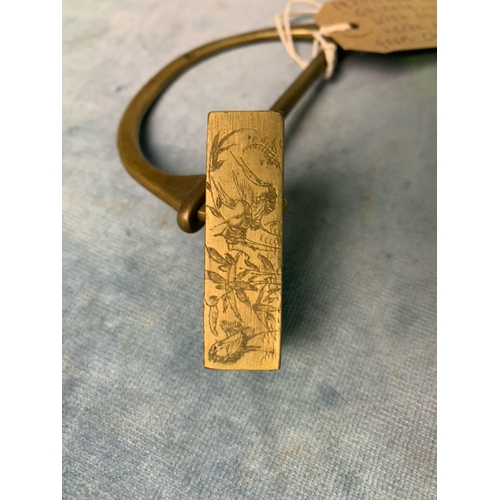 373 - 1920's decorative gold plated Chinese lock with Dragon and heron Design from the Changi region  (no ... 