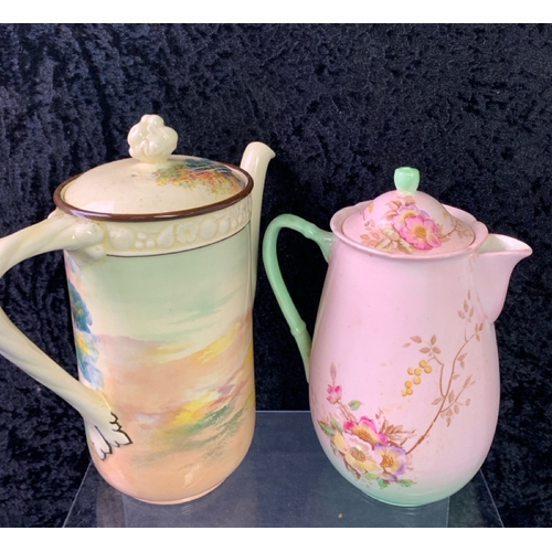 376 - Royal Doulton coffee pot / jug with beautiful Pipes of Pan design and an Old English China pink and ... 