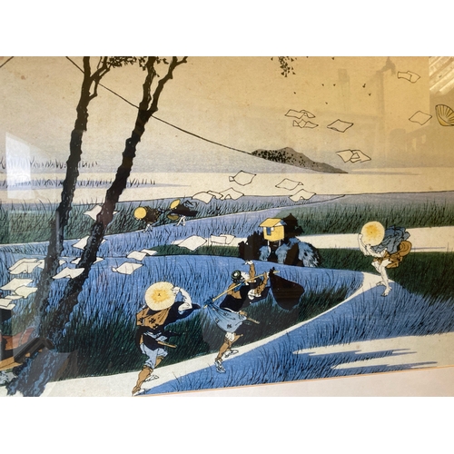 404 - Large print of ‘Ejiri in Suruga Province’ by Katsushika Hokusai, frame approx 66cm x 92cm