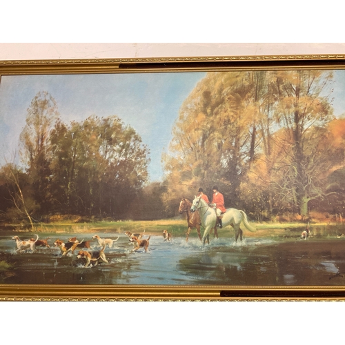 415 - Three large board prints in gilt frames