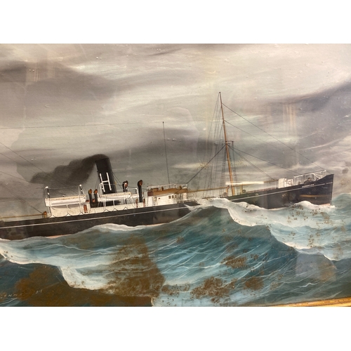 423 - Acrylic painting entitled ‘SS Tregenna 1905’ of the steam ship at sea. The SS Tregenna was launched ... 