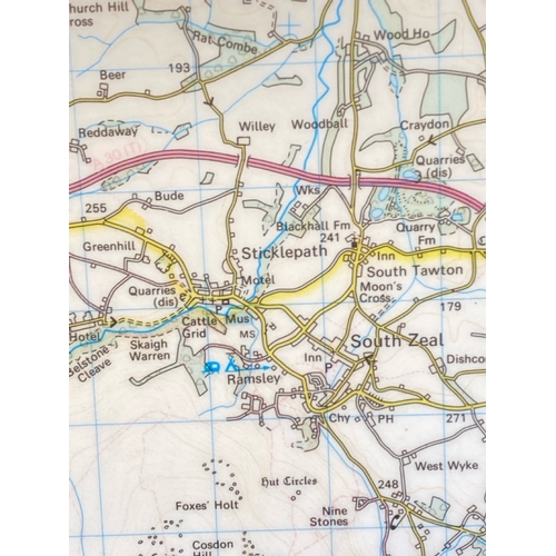 443 - Framed map of part of Dartmoor centred on Moretonhampstead, frame approx 63cm x 63cm