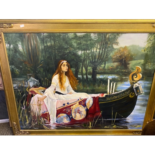 454 - Very large oil on canvas painting entitled ‘The Lady of Shalott’ but Patricia Loveland in a gilt fra... 