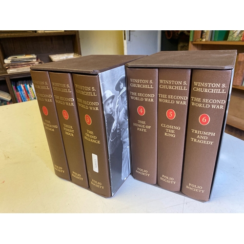 486 - Lovely boxed Folio Society set of Winston Churchill's' The Second World War in 6 volumes