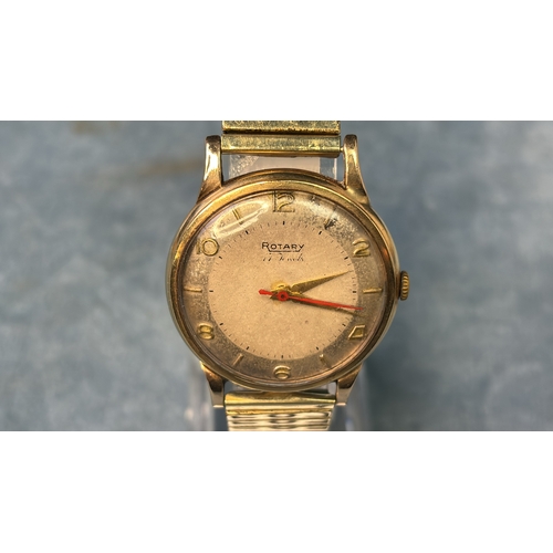 587 - Rotary 9ct gold gent’s wristwatch in working order with a Fixo-Flex-S strap